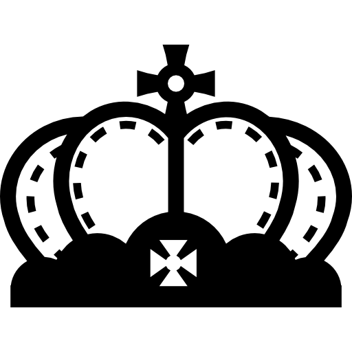 Royal rounded crown with cross and studs